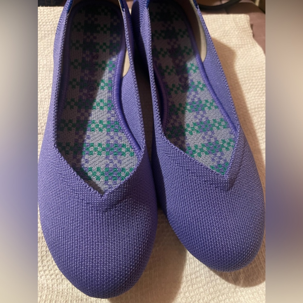 Rothy's The Flat Periwinkle Purple Ballet Slip On Shoe Women's Size 8 LIKE NEW
